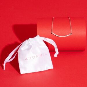 Adornia Rhodium Plated Crystal Curved Bar
Necklace